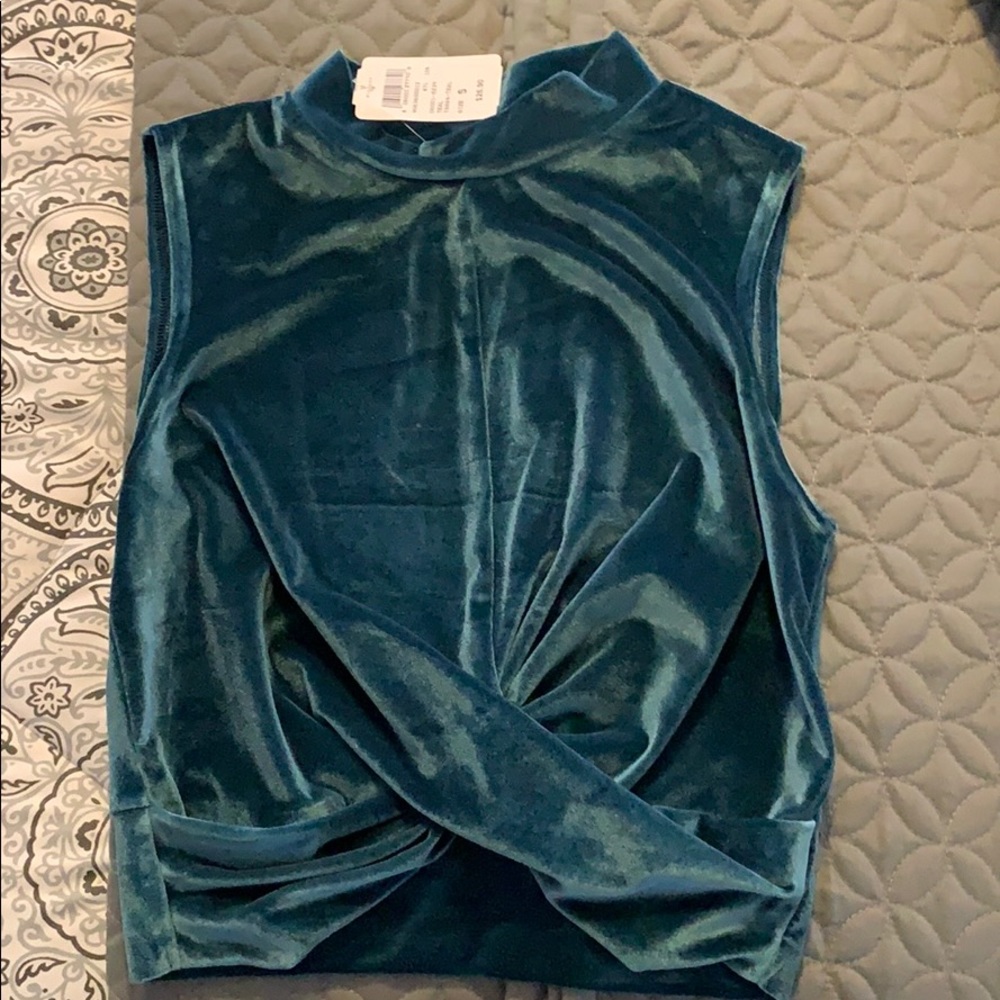 Windsor Teal Velvet Crop Top
